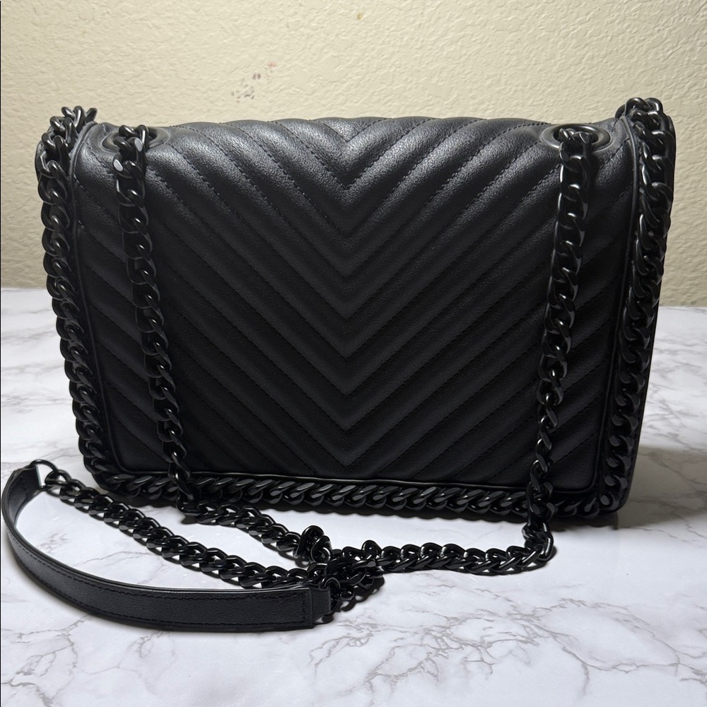 Aldo Black Chevron Chain Shoulder Bag